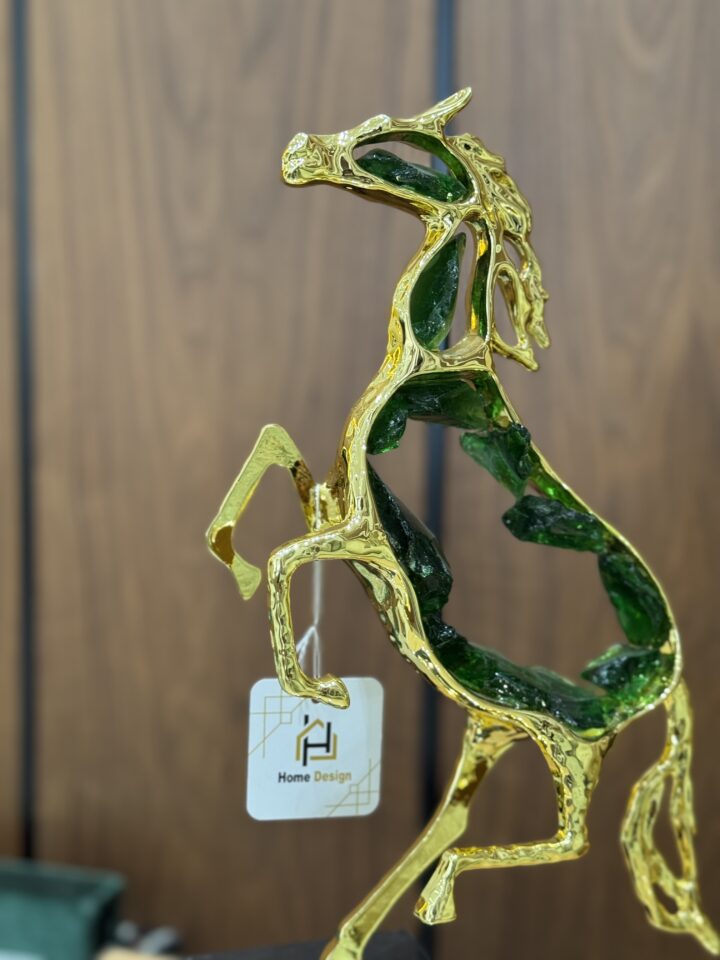 Gold and Green Horse Statue - Image 4