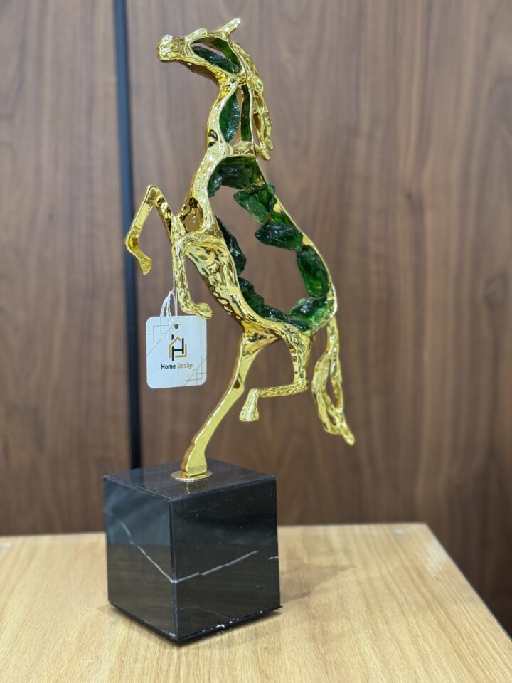 Gold and Green Horse Statue - Image 3