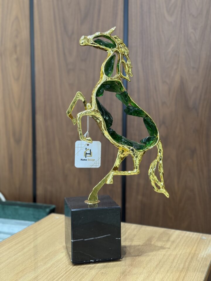 Gold and Green Horse Statue