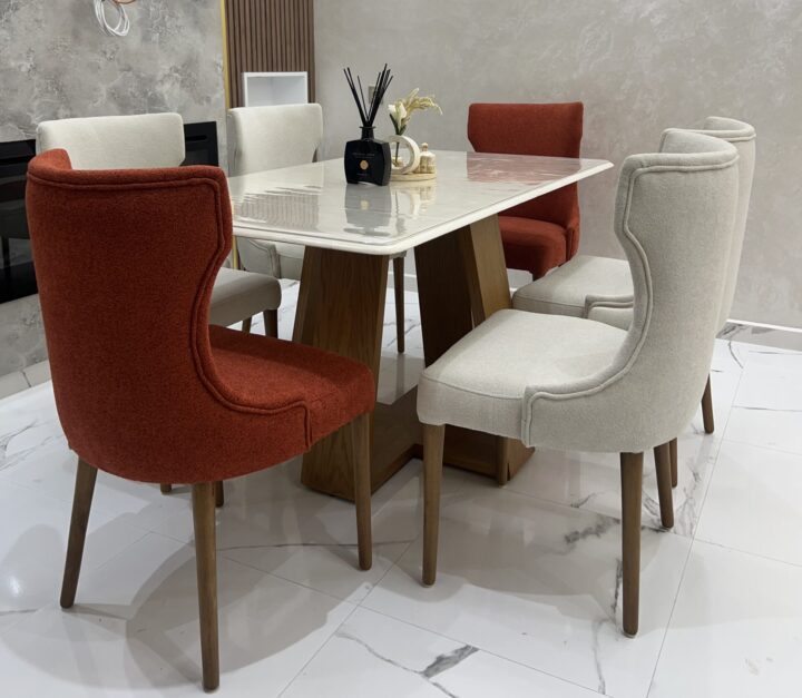 Modern Marble Dining Table Set - Image 4