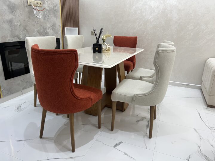 Modern Marble Dining Table Set - Image 3